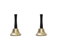 GIWFBQTR 2X Campanello A Mano In Acciaio Dorato, Campanello di Chiamata Forte, Allarme, Amori Familiari, Campanelli Musicali, Campanacci per Mucche con Impugnatura A Bastone-A