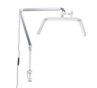GIWFBQTR 30W Lampada Professionale per Ciglia 30W Lampada da Tavolo A Tre Luci 26 Pollici Mezzaluna Pieghevole con Morsetto da Tavolo e Spina EU