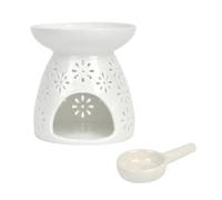 GIWFBQTR Bruciatore per Essenziali in Ceramica con Fusione di, Motivo A, Lampada per Essenziali in Ceramica Intagliata Cava