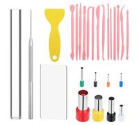 GIWFBQTR Kit di 26 Utensili per Argilla Polimerica con Rullo, Taglierine, Utensili per Scolpire, Utensili per Modellare L'Argilla con Dettagli Ad Ago, Taglierine Circolari per Argilla