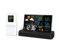 GIWFBQTR Stazione Meteo Digitale A Colori con Schermo VA, Stazione Meteo con Previsioni Meteorologiche, Orologio Radio, Igrotermografo per la Casa, Spina EU.