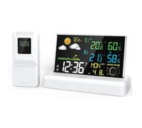 GIWFBQTR Stazione Meteo Digitale A Colori con Schermo VA, Stazione Meteorologica con Radio e Orologio, Igrotermografo Domestico con Spina EU