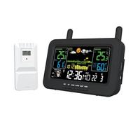 GIWFBQTR Stazione Meteo Digitale A Schermo A Colori con Termometro e Igrometro e Tramonto con Sensore Esterno Wireless, Spina EU A