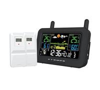 GIWFBQTR Stazione Meteo Digitale A Schermo A Colori Multi-Funzione con Orologio Radio e Sensore Esterno Wireless, Spina EU A