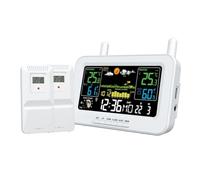 GIWFBQTR Stazione Meteo Digitale A Schermo A Colori Multi-Funzione Radio Sveglia con Sensore Esterno Wireless. Spina EU.