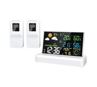 GIWFBQTR Stazione Meteorologica Interna Ed Esterna 1 A 2 con Schermo A Colori Ad Alta Definizione, Orologio Meteorologico da Parete con Presa UE