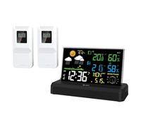 GIWFBQTR Stazione Meteorologica per Interni Ed Esterni A Schermo A Colori Ad Alta Definizione con Previsioni Orologio Meteorologico Plug EU A