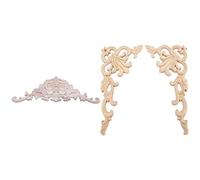 Giwnhvx 1 applique intagliata in legno di gomma 38 x 15 x 1,2 cm e 4 pezzi floreali europei intagliati per mobili con cornice in legno