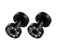 Giwnhvx 1 paio di orecchini in acciaio inossidabile intarsiato trasparente diamante puleggia nero 4 gauge (5 mm)