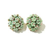 Giwnhvx 1 paio di verde personalità moda diamante fiore ceramica fiore semplice orecchini