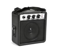 Giwnhvx 1 Pezzo 5W Mini Amplificatore per Chitarra con Altoparlante, con ingressi 3,5 mm e 6,35 mm e uscita 1/4 pollici in ABS nero con regolazione del volume e tono e funzione overdrive