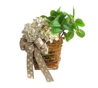 Giwnhvx 1 Pezzo Crema Ortensia Porta Appendiabiti Cesto , Cesto Porta Fiori Selvatici come Illustrato Porta in Rattan per L'Estate con Pannello di Benvenuto