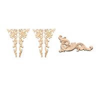 Giwnhvx 1 pz Legno Intagliato Decalcomania Angolo Onlay Applique 12 X 6 Cm & 4 Pz 20 X 10 Cm Legno Moderno Cornice Parete Angolo Porta