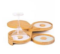 Giwnhvx 1 PZ Legno Sale Rimmer Cocktail Rimmer Kit Diametro Vetro Rimmer con Coperchio Colore Legno Bambù Bar Zucchero Sale Rimmer Piatto