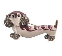 Giwnhvx 1 Pz Pin Pin Romantico Cane Bassotto Strass Brillante Carino Regalo Spilla Costume Abbigliamento Donna Moda Bianco Rosso