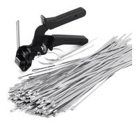 Giwnhvx 1 set di pinze per fascette in acciaio inossidabile per il fissaggio e il taglio di fascette in metallo, con 150 fascette per cavi da 30 cm