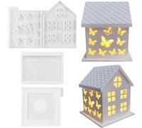 Giwnhvx 1 Set di Stampi in Silicone Casa 3D per Resina Calcestruzzo Farfalla Casa Portacandele Stampo Casa a Forma di Decorazione Ornamenti