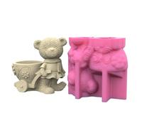 Giwnhvx 1 x Organizzatore di pennelli da trucco/portapennelli, artistico e squisito e stampo per vaso di piante, statua di orso, per giardino e decorazione in gel di silice, colore: rosa
