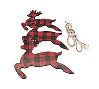 Giwnhvx 10 Pezzi Albero di Natale Decorazione Appeso Pendenti in Legno Ornamenti Singolo Lato Rosso Reticolo Fiocco di Neve Regalo di Natale 5