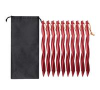 Giwnhvx 10 picchetti da 25 cm per esterni, chiodi a terra con borsa portaoggetti, chiodi antivento, accessori da campeggio, fissaggio per tende, colore rosso
