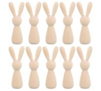 Giwnhvx 10 pz Statuetta di Coniglio in Legno Non Verniciata Bambole in Legno Decorazione fai da te Artigianato in Legno Coniglio Burattino Decorazione di Pasqua