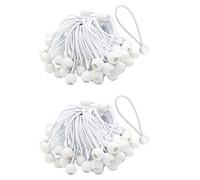 Giwnhvx 100 Pezzi Cordino con Palline Lacci Elastici Lacci Elastici per Tendoni, Striscioni per Tende, Aste per Bandiere, Telo (Bianca)
