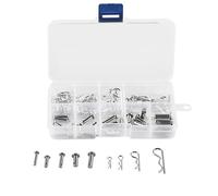 Giwnhvx 100 pezzi in acciaio al carbonio zincato R gancio di traino clip trattore pin argento molla pin set per meccanici auto garage officine clip