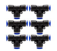 Giwnhvx 100 raccordi pneumatici in plastica PE tipo T a 3 vie per tubi a T da 4 mm, 6 mm, 8 mm, 10 mm, chiusura rapida PE-8