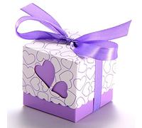 Giwnhvx 100 scatole per dragee per matrimonio, cuore, battesimo, decorazione, tavolo+viola