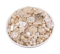 Giwnhvx 100G - Perline in resina vintage trasparenti a forma di foglia di fiore, placcate in , perline estetiche barocche