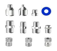 Giwnhvx 10Piece Multi-Size Adapter Set Air Brush Fitting Kit Connettore Accessori Argento Metallo Air Brush Kit per Compressore D'aria