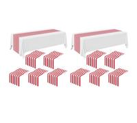 Giwnhvx 12 Pezzi A Strisce Tavolo da Matrimonio Poliestere Tavolo Decor Rosso Strisce Design Tovaglia Decor 12 x 108 Pollici