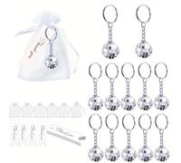 Giwnhvx 12 Pezzi Sfera Discoteca Specchio con Cordino di Serraggio in Organza Trasparente Etichette di Ringraziamento Accessori 70 Favore Festa Discoteca