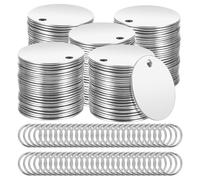 Giwnhvx 120 Pezzi Etichette Vuote per Stampaggio - Etichette Vuote Rotonde per Stampaggio da 1,2 Pollici con Fori, Etichette Vuote Incisibili con per La Creazione Gioielli