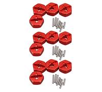 Giwnhvx 12Pezzi Aggiornamenti Adattatore Esagonale Ruota Combinatore in Lega di Alluminio 12Mm per 144001 1/14 Rc Ricambi Auto Rosso