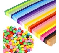 Giwnhvx 1350 fogli di strisce di carta stellare, 27 assortimenti di carte stellari di colore Lucky Wish, carta a doppio lato per bambini e adulti