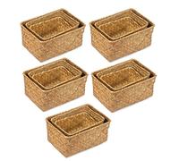 Giwnhvx 15X Cesto Portaoggetti di Alghe Marine, Cestini da Scaffale nel Rattan Multisize Fatti un Mano e Cestini Portaoggetti per La Casa per La Decorazione