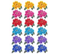 Giwnhvx 18 toppe ricamate con fiori di rosa, toppe da ricamo floreale, decorazione vintage da cucire e stirare su badge, facile da installare e utilizzare