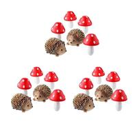 Giwnhvx 18 x Accessori per Fata da Giardino, Ricci in Resina e Decorazioni Miniature di Funghi in Legno per Bonsai