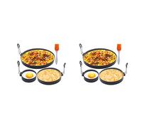 Giwnhvx 2 anelli antiaderenti per uova, 10,2 cm, 15,2 cm e 20,3 cm, per pancake, uova fritte, stampo da cucina con pennello per olio, per uova, omelette e muffin