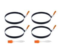 Giwnhvx 2 anelli per frittelle da 8 pollici, anello per frittata in acciaio inossidabile con manico isolato in silicone, anelli per uova tondi stampi con spazzola per