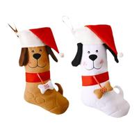 Giwnhvx 2 calze natalizie a forma di viso di cane, da appendere, per animali domestici, decorazione natalizia per camino, regalo per cani e gatti