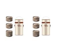 Giwnhvx 2 contenitori per alimenti caldi per il pranzo, in acciaio inox, termici, portatili, bento box, contenitori per alimenti, marrone B