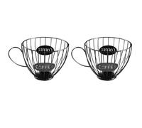 Giwnhvx 2 contenitori per capsule di caffè e frutta, porta capsule a forma di tazza da caffè, organizer per casa, bar, hotel, nero