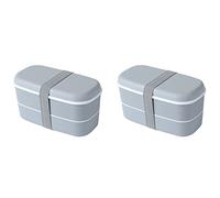 Giwnhvx 2 contenitori per il pranzo a 2 strati con scomparti a tenuta stagna bento box isolato contenitore per alimenti grigio