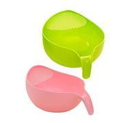 Giwnhvx 2 filtri per il lavaggio del riso, utensile da cucina, fagioli, piselli, setaccio, cestino per la pulizia, gadget filtrante, verde e rosa
