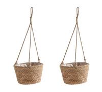 Giwnhvx 2 fioriera sospesa in macramé, cesto portaoggetti per piante, corda di tessuto, supporto per vaso di fiori interno ed esterno, colore primario L