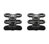 Giwnhvx 2 morsetti a sfera a 3 fori per luci subacquee, braccio a sfera, clip a farfalla, staffa di montaggio per action camera, torcia, treppiede, nero