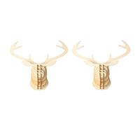 Giwnhvx 2 pezzi di legno testa di cervo 3D puzzle di legno truciolo di legno fai da te renna ornamenti decorazione esterna regalo
