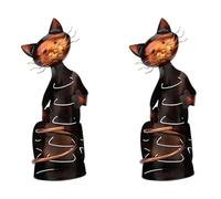 Giwnhvx 2 portabottiglie di vino a forma di gatto, supporto in metallo, portabottiglie di vino a forma di gatto, scultura